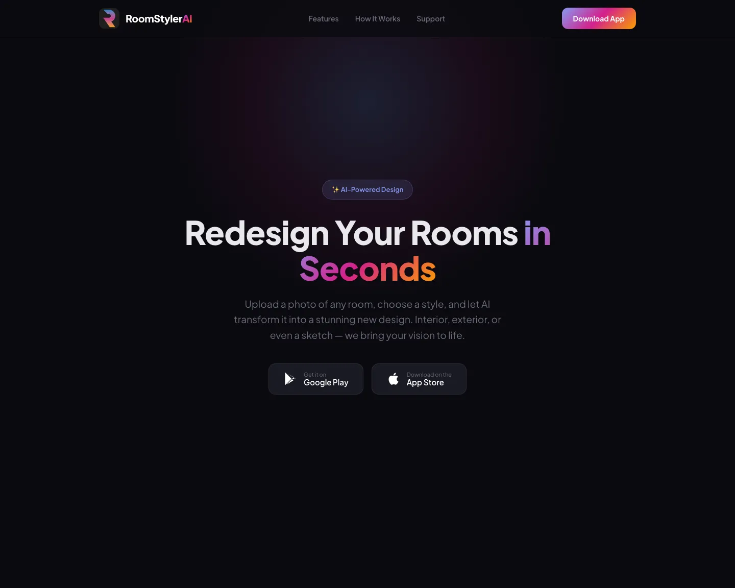 RoomStylerAI landing page preview