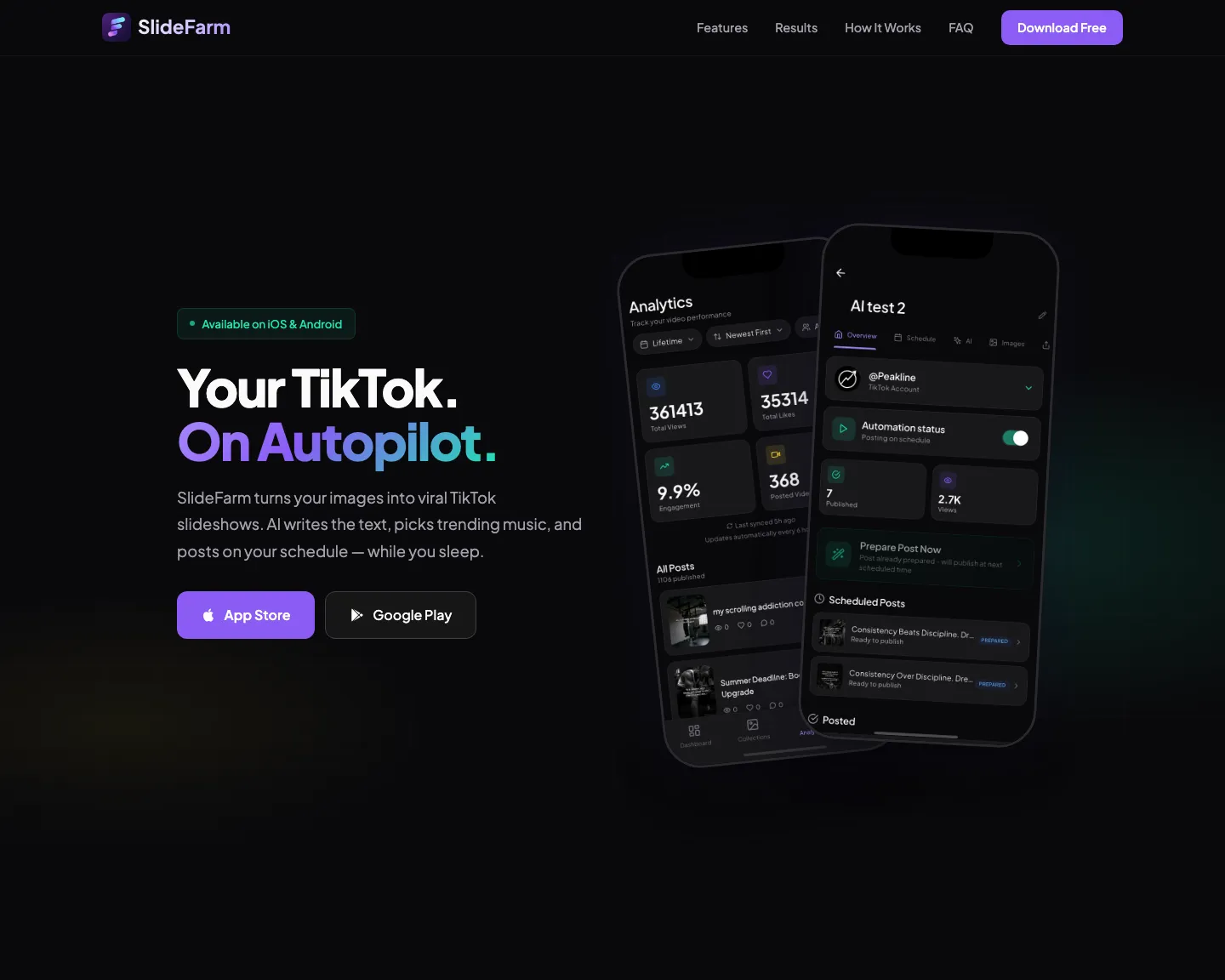 SlideFarm landing page preview